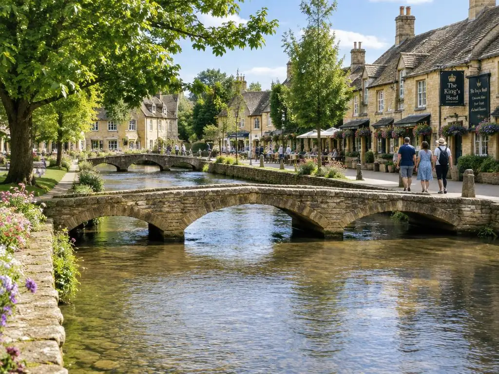 Low stone bridges over the River Windrush in Bourton-on-the-Water